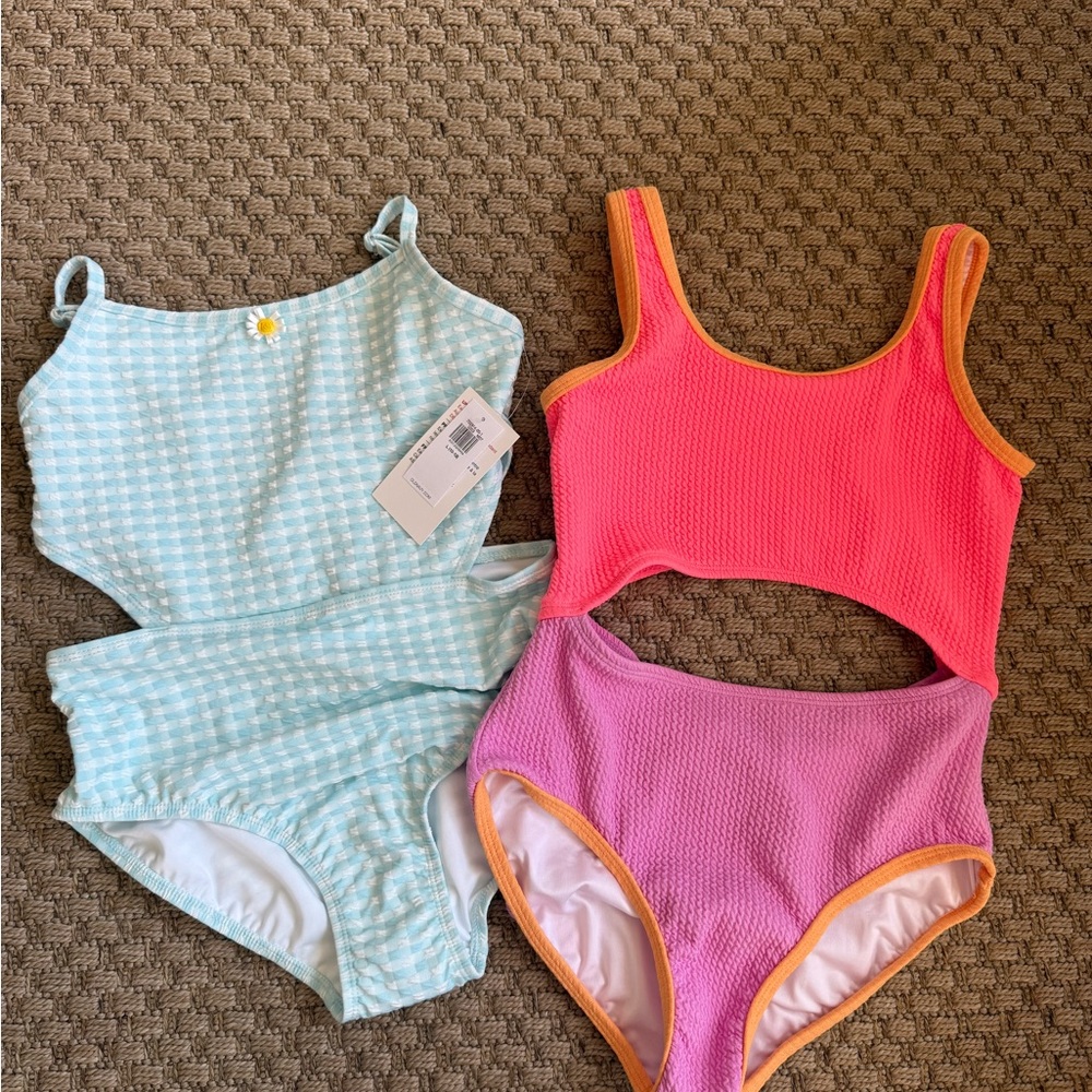 New Lot of 2 Old Navy Girls L 10/12 One Piece Swimsuits